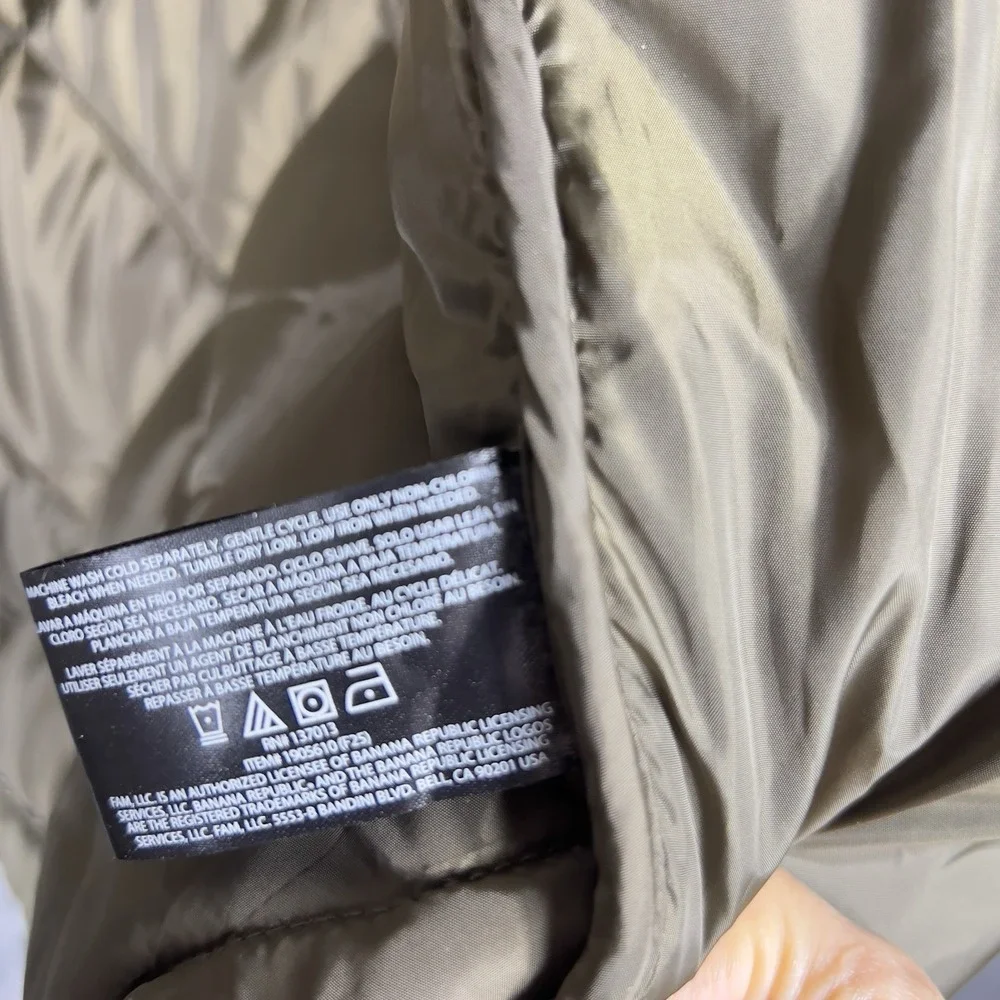 Banana Republic Men's XXL Quilted Bomber Jacket Olive Diamond Full Zip